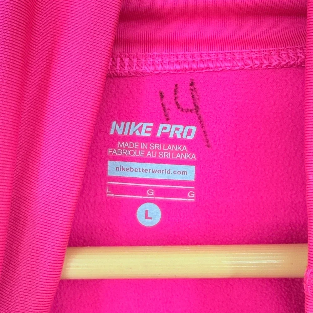 Nike Pro Cowl Neck Pullover Women Large Pink Dri-FIT Thumbhole Gorpcore Sporty